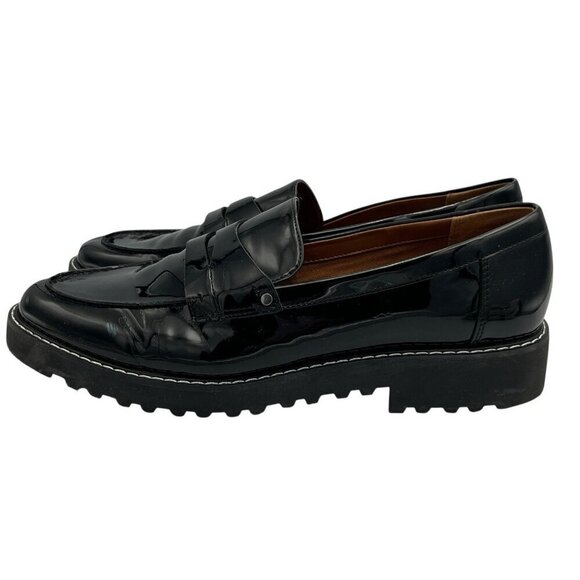 Franco Sarto Cassandra Women 12M Black Patent Leather Loafer Platform Slip On - Picture 5 of 10
